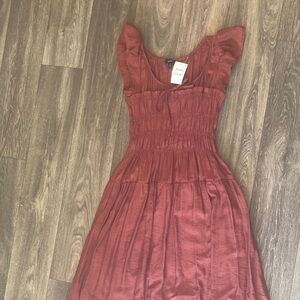 Blu Pepper Ruffled Midi Dress in Deep Rust size small